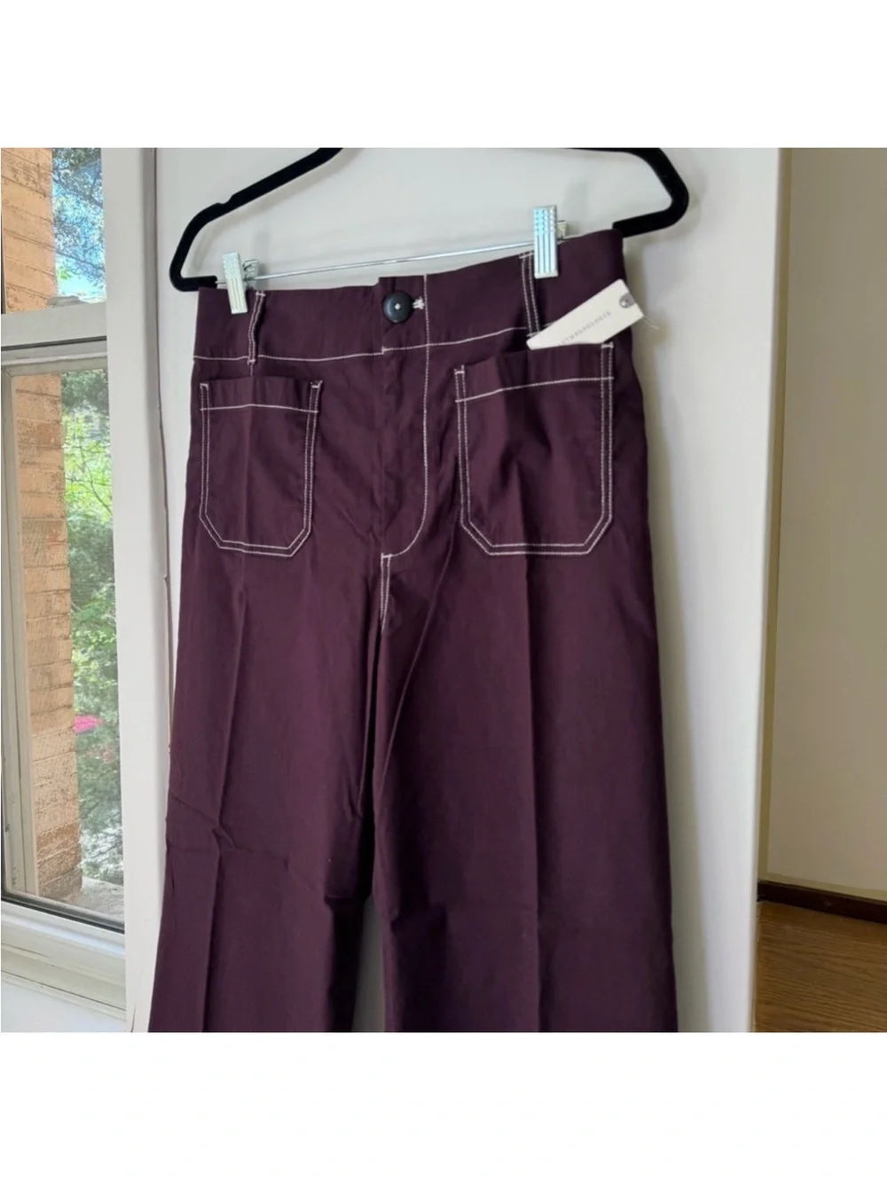 NWT Anthropologie The Colette Linen Wide-Leg Pants Contrast Brown Purple 31P - Picture 5 of 12